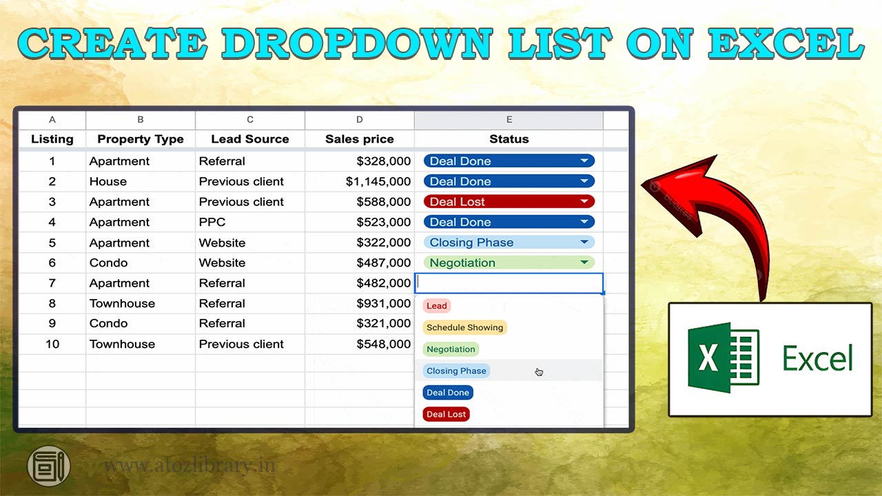 create dropdown list on excel